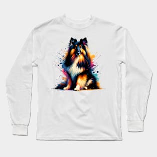 Artistic Bohemian Shepherd in Vivid Splash Art Style Long Sleeve T-Shirt